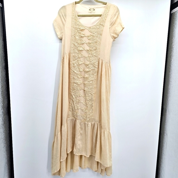 Joyfolie Mia Joy Cream Gauze Hi Lo Hem Maxi Dress Womens Size Extra Small - Picture 1 of 7